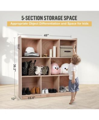 8-Section Classroom Storage Locker with Easy-to-Clean Surface, 4 Casters and 2 Compartments for Home or School