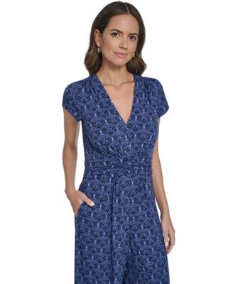 Petite Shirred Front V-Neck Jumpsuit