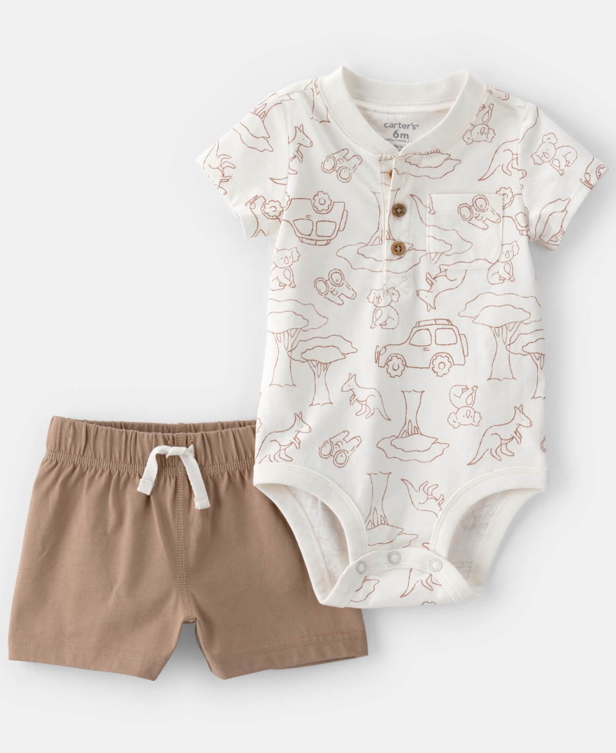 Carter's Baby Boys' Safari Short-Sleeve Bodysuit & Shorts, 2-Piece Set