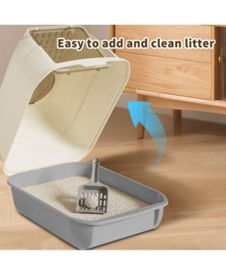 Double-Door Cat Litter Box, Easy In & Out – Grey