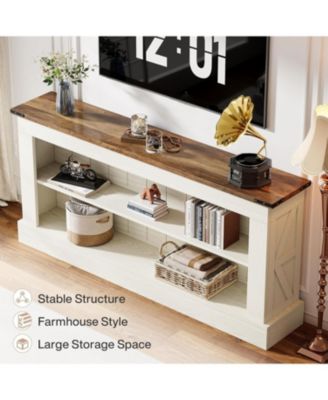 Farmhouse TV Stand for 70-Inch TV, 63" Entertainment Center with Storage, Modern Media Console Table