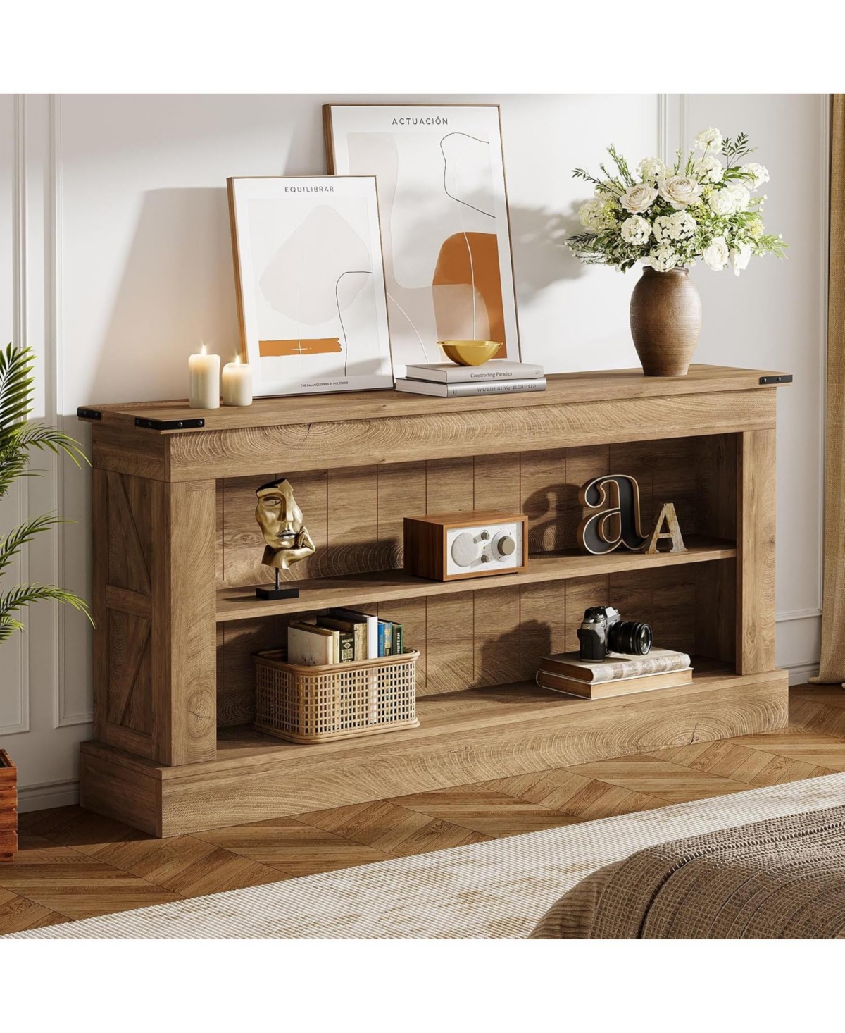 Tribesigns Farmhouse Tv Stand for 70-Inch Tv, 63" Entertainment Center with Storage, Modern Media Console Table