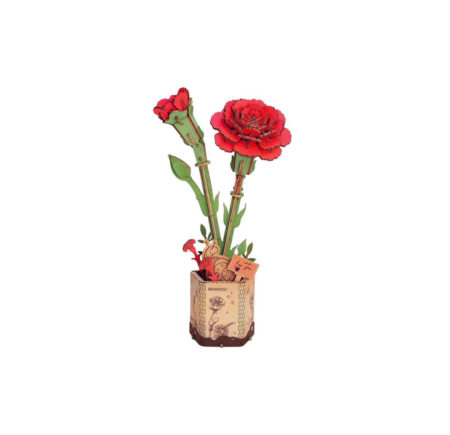 Детские конструкторы Flash Popup Red Carnation 3D Wood Puzzle, 124-Piece, Ages 14+ — фото 1