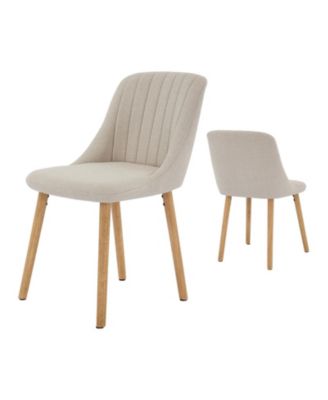 Set of 2 Modern High Back Dining and Accent Chairs, Wood Legs Seating for Kitchen Living Room