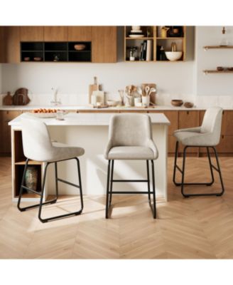 Home Counter Height Bar Stools PU Leather Barstools with Back and Footrest Industrial Metal Frame