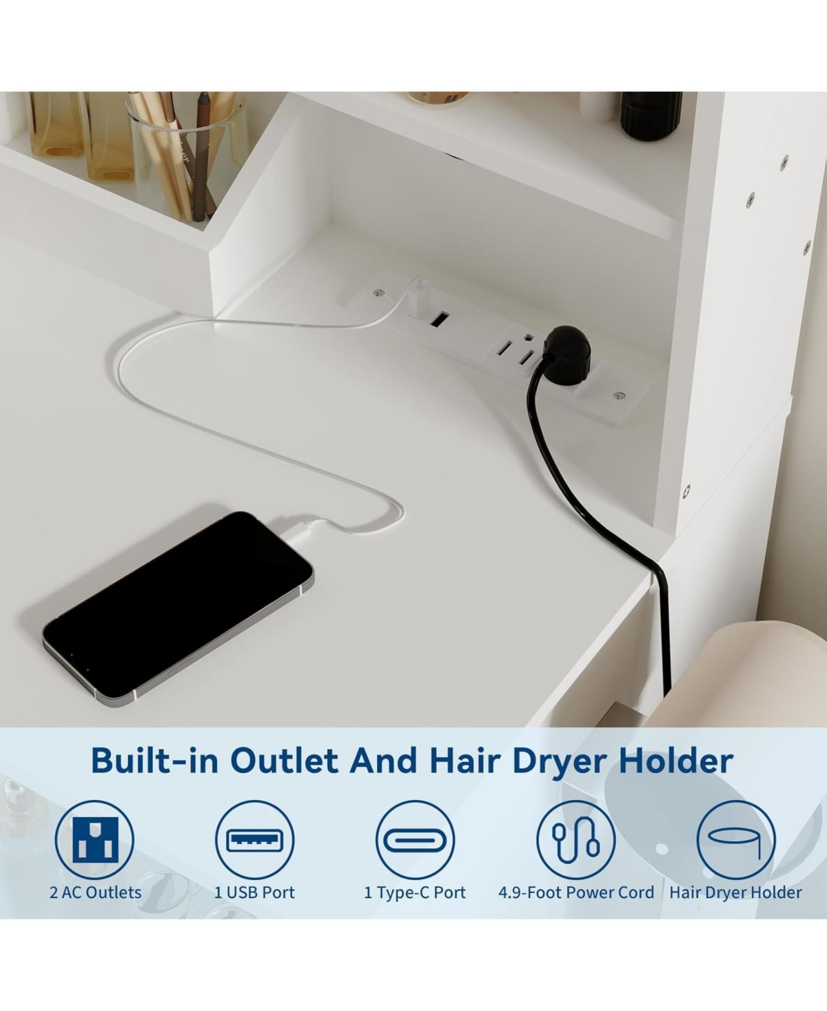 Gaomon Vanity Desk Mirror and Lights Makeup Vanity for Bedrooms, Apartments