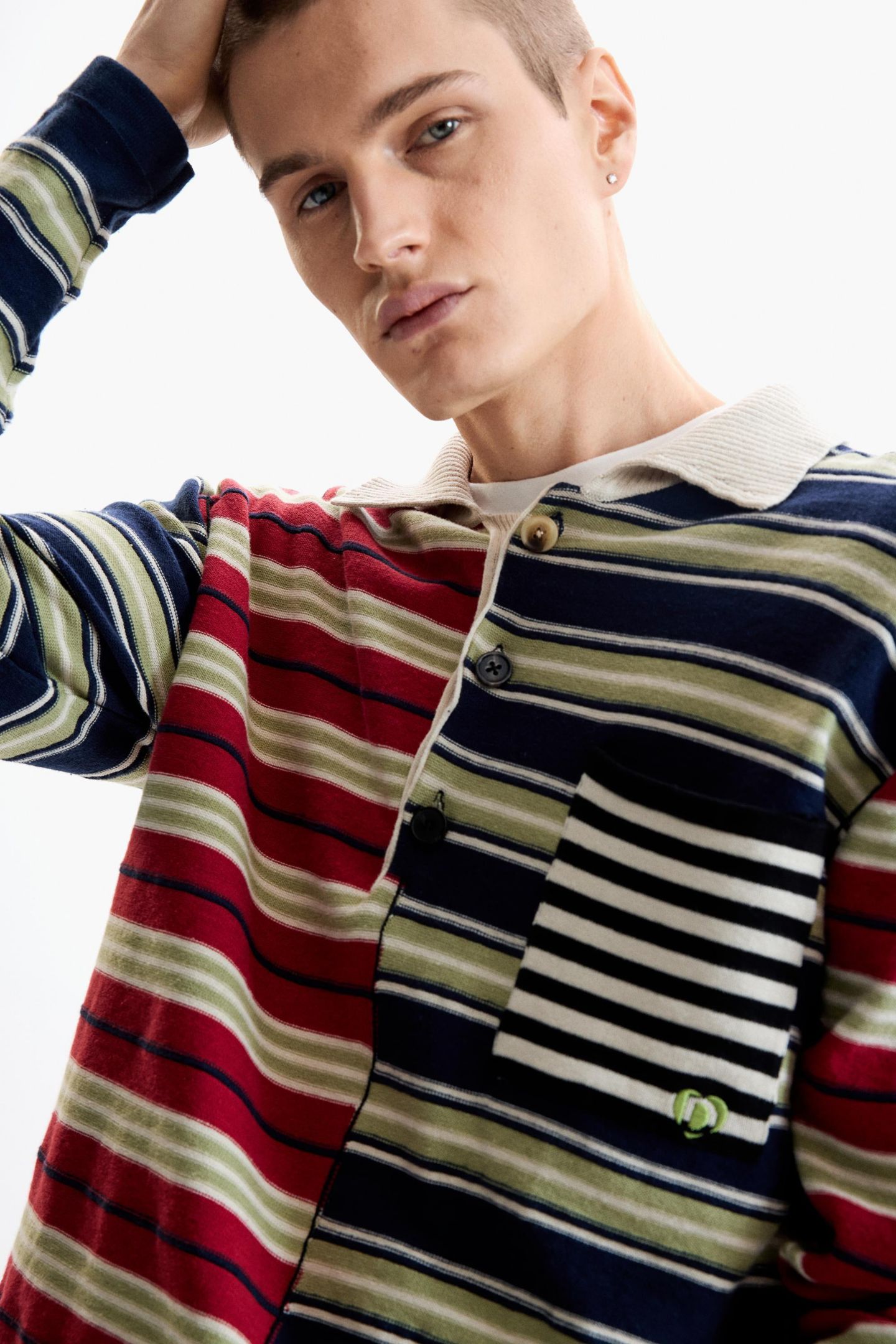 Мужской свитер Desigual Striped, цвет: Тёмно-синий — фото 2