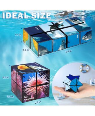 2-in-1 Ocean Split Magic Cube, Transformable Fidget Toy, Morphs into Star & More