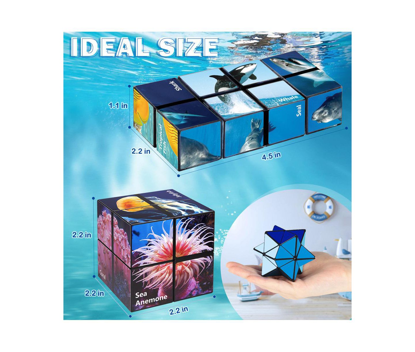 Детский пазл Bruce & Shark 2-in-1 Ocean Split Magic Cube Puzzle, Ages 8+, цвет: Розовый — фото 10