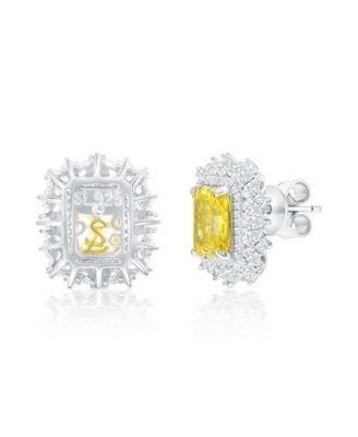 Gala Collection Sterling Multi-Cut Cluster Halo Firework-Cut Cubic Zirconia Stud Earrings