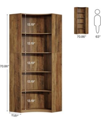 6-Tier Corner Bookshelf, 70.9" Tall