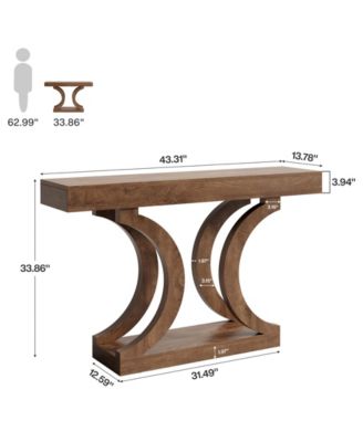 43.31-Inch Farmhouse Console Table for Entryway, Unique Narrow Sofa Table Behind The Couch with Curved Legs