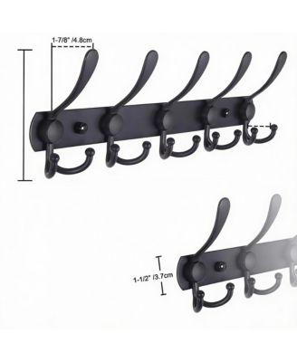 Heavy Duty Stainless Steel 5-Tri Hook Wall Rack for Hats, Coats, Towels, Silver