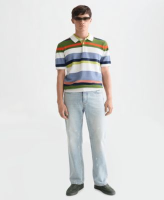 Men's Striped Knitted Polo Shirt