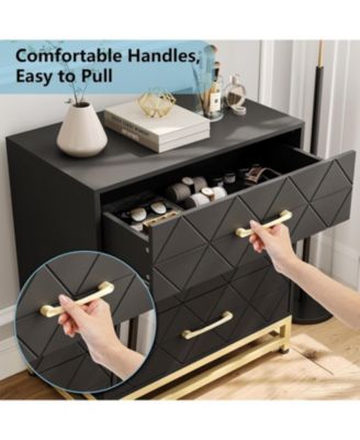 Dresser for Bedroom with 3 Drawer, Modern Dressers Chest of Drawers, Metal Handles, Wood Dressers for Living Room