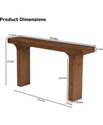 Solid Wood Console Table, 59" Long Rectangular Sofa Table Behind The Couch, Farmhouse Entryway Table