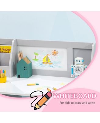 Toddler Writing Desk and Chair Set with Whiteboard and Storage