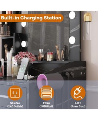 Lighted Mirror Dressing Table, Sophisticated Makeup Vanity Desk for Bedrooms