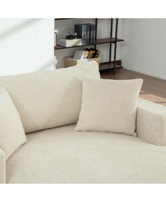 Extra-Large Sofa Bed, Chenille Linen Fabric, Sturdy Metal Legs