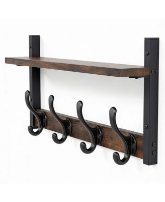 20" Wall Shelf with Hooks, 60 lbs Capacity, Multi-Room Use