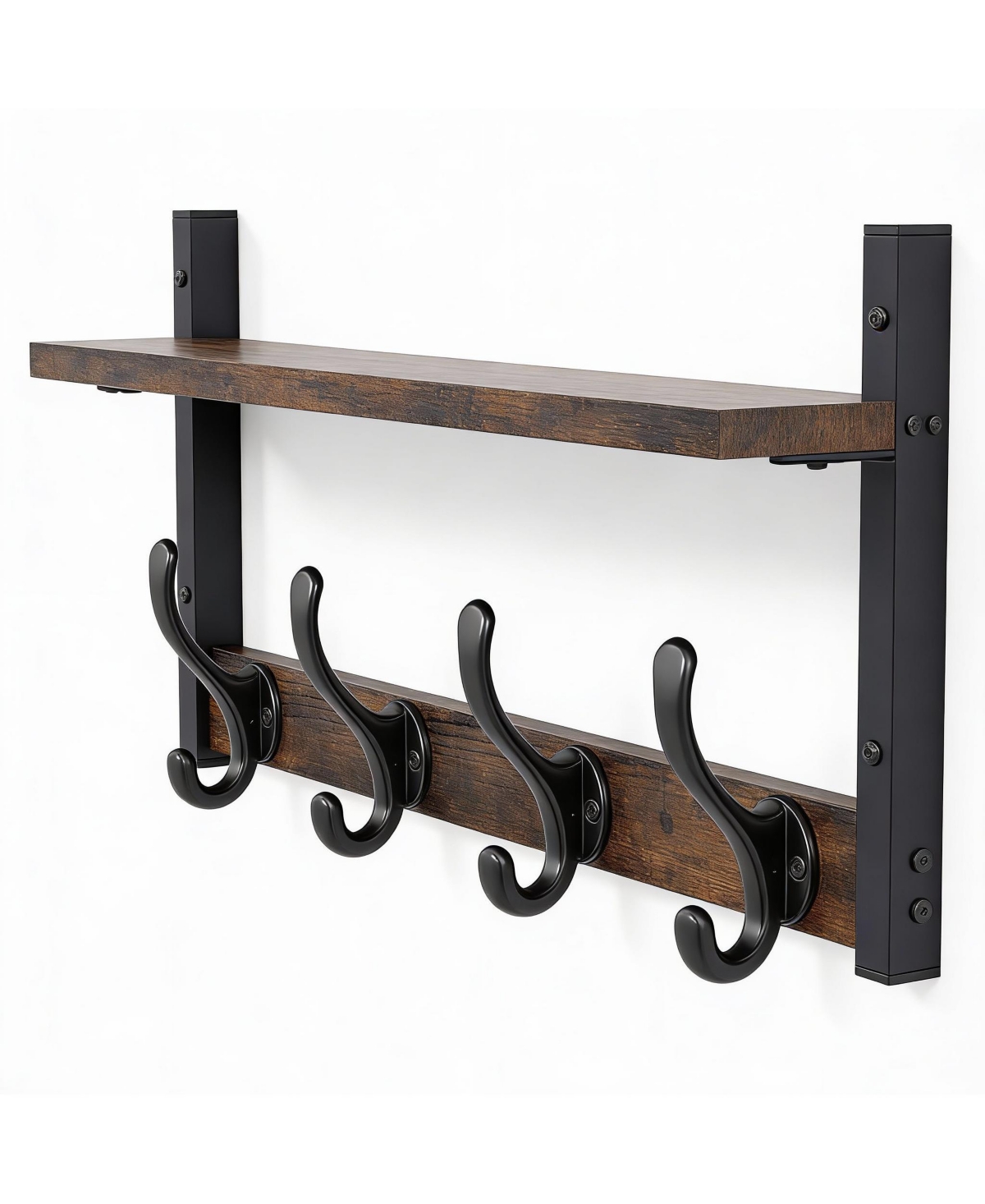 Yigii 20" Wall Shelf with Hooks, 60 lbs Capacity, Multi-Room Use