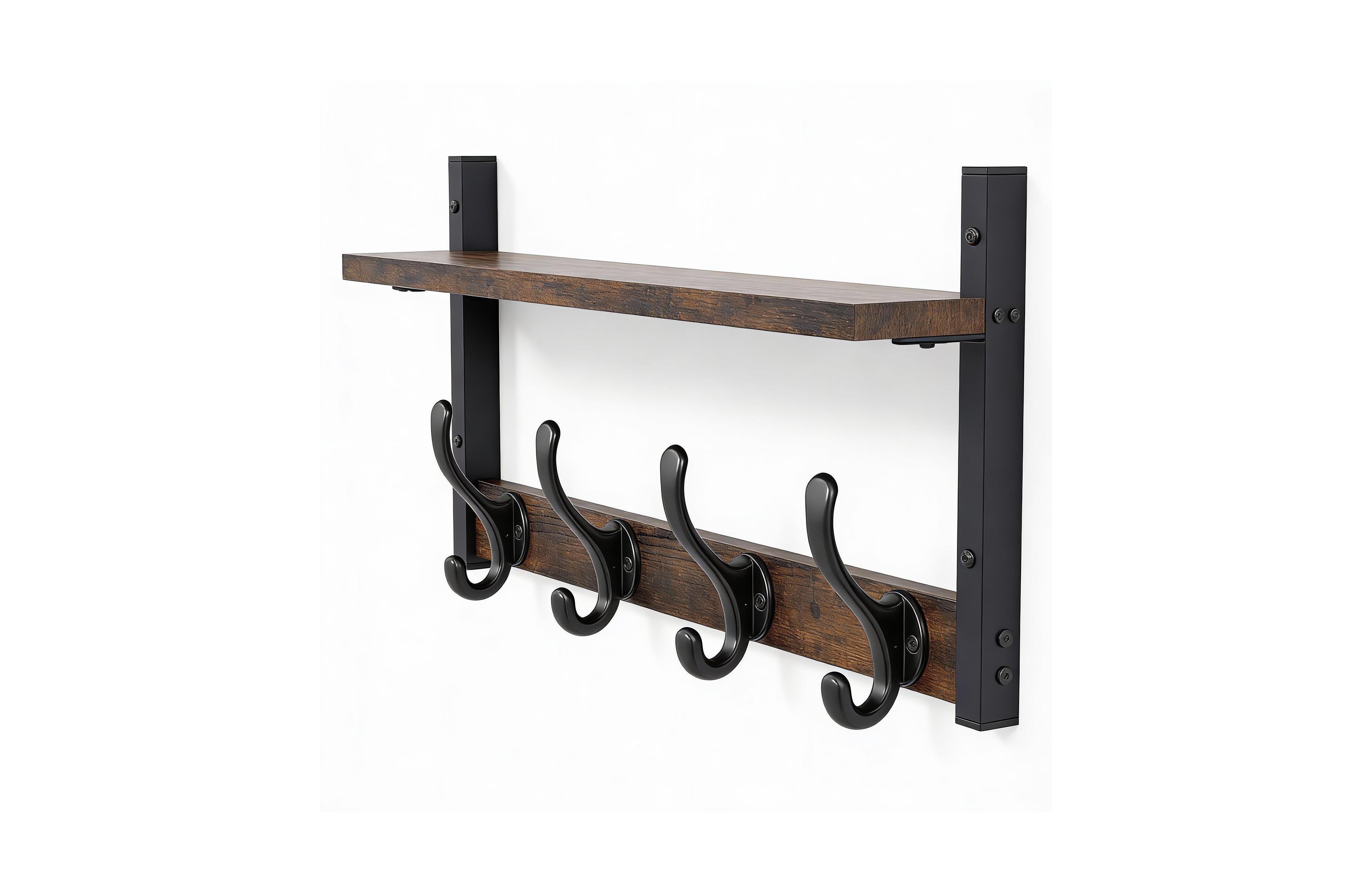Yigii 20" Wall Shelf with Hooks, 60 lbs Capacity, Multi-Room Use