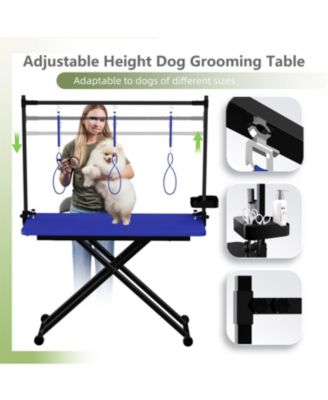  47"  Professional Dog Grooming Table, X-Lift Foldable Adjustable Height with Nooses & Tool Organizer,Blue