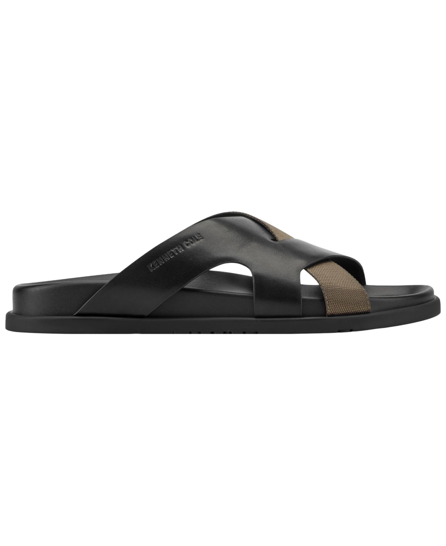 Мужские сандалии Kenneth Cole New York Wassen Round Toe Dress Sandals, цвет: Чёрный / Оливковый кожаный — фото 2