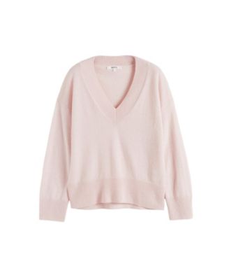 Women's V Neck Wool Cashmere Slouchy Lightweight Sweater