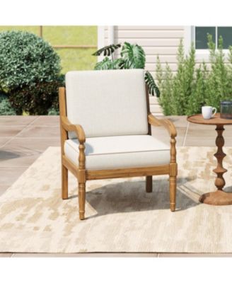 Outdoor Patio Seating Chair with Cushions, Wooden Club Chairs