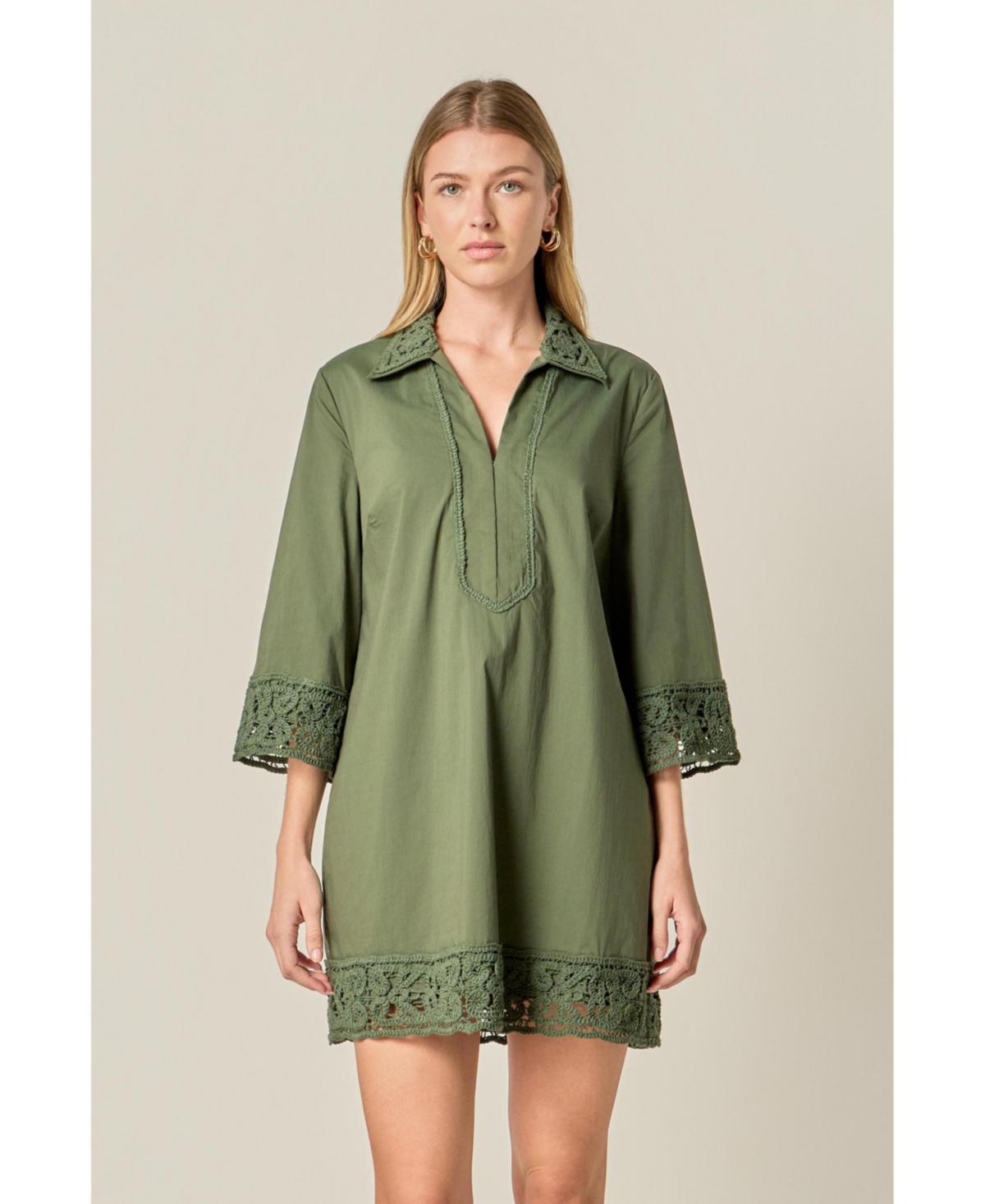 English Factory Women's Crochet Accent Mini Dress