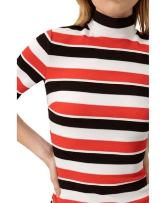 Women's Striped Fitted Midi Dress