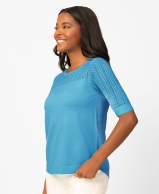 Petite Mixed Cable Round Hem Sweater