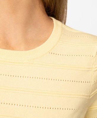 Petite Ottoman Stitch Elbow-Sleeve Crewneck Sweater