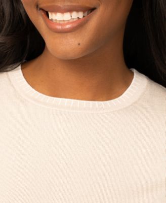 Petite Whip Stitch Elbow-Sleeve Crewneck Sweater