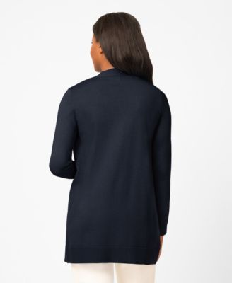 Petite Cable Trim Open Front Cardigan Sweater