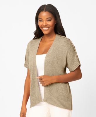 Petite Button Shoulder Flyaway Cardigan Sweater