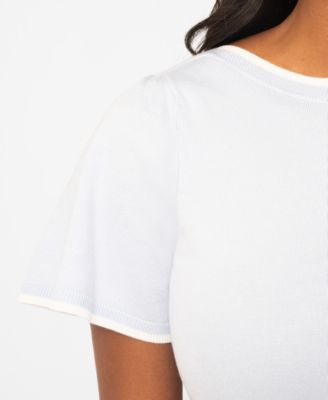 Women's Boat-Neck Flutter-Sleeve Sweater