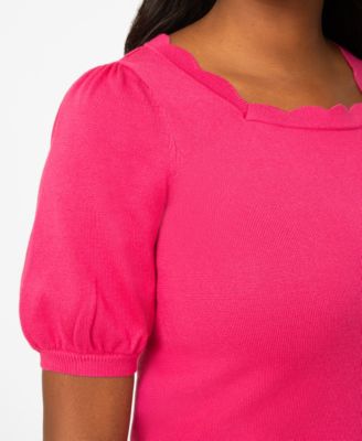 Women's Scalloped Short-Sleeve Sweater 