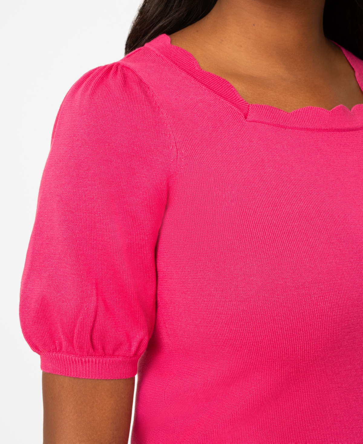 Melissa Paige Women's Scalloped Short-Sleeve Sweater