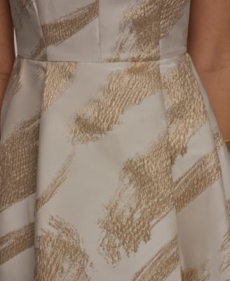 Women's V-Neck High-Low Jacquard Gown