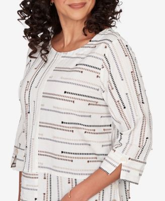 Petite Classics Spliced Stripe Crewneck Top