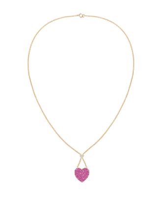 Ruby (1-1/2 ct. t.w.) & Diamond (1/20 ct. t.w.) Heart Pendant Necklace in 14k Yellow Gold