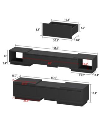 Extendable Media Console 65.4'' - 106.3'' W,TV Stand