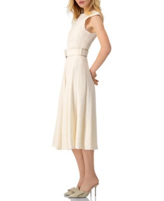 Women's Sleeveless Midi Dress with Belt