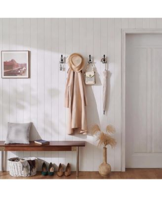 4 Pack Rustic Iron Hooks, Heavy Duty, Adhesive & Drill Mount, Farmhouse Decor