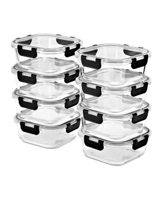 16 Piece Square (1100ml/ 37oz/ 4.6cups) Glass Meal Prep Containers with Airtight Lids - Preserves Freshness, Oven Safe, durable, BPA-free