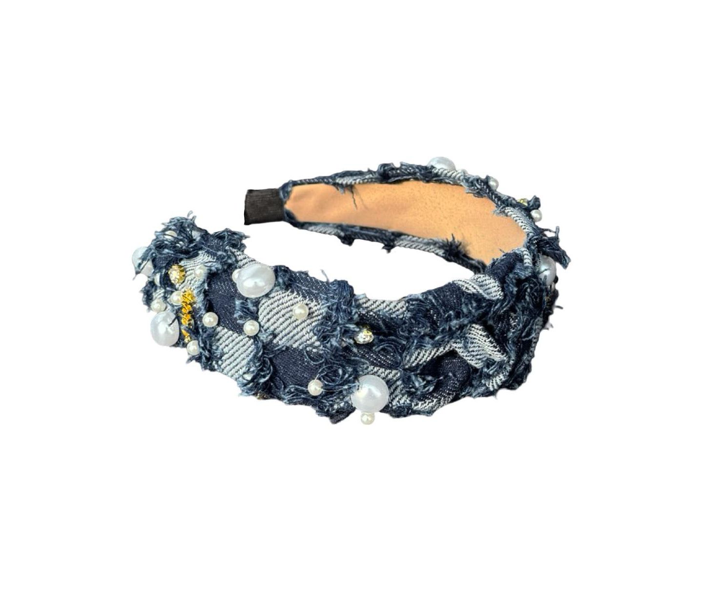 Женские аксессуары для волос Headbands of Hope Embellished Top Knot Headband - Patchwork Denim — фото 1
