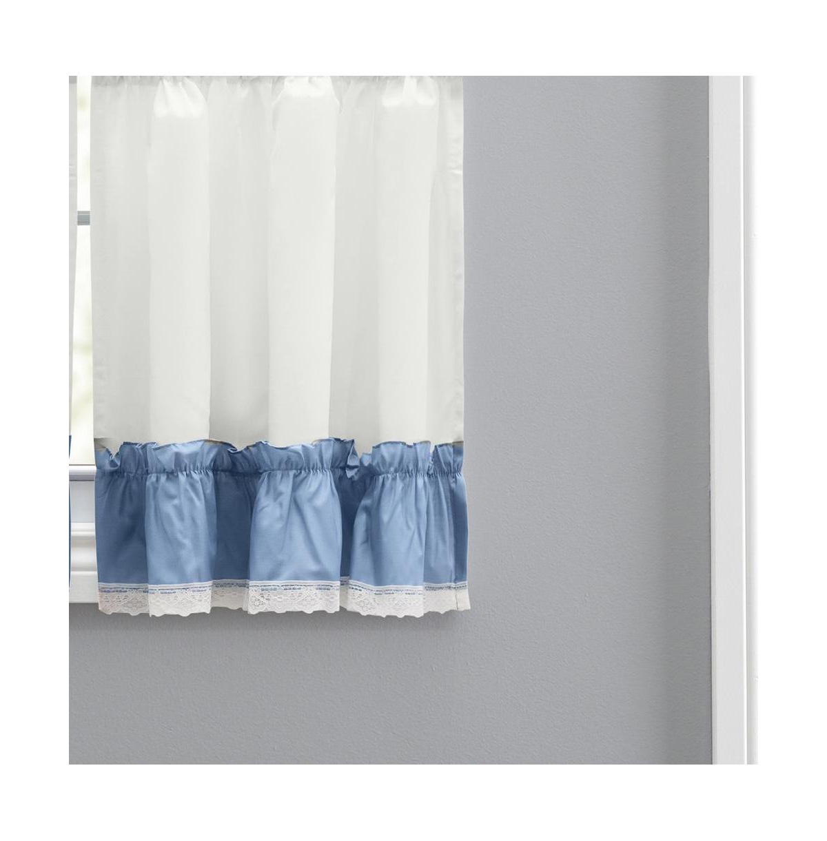 Ellis Curtain Madelyn Ruflled Victorian 1.5" Rod Pocket Window Curtain Tiers 82"x36" Slate