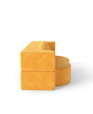 Folding Sofa Bed with Pillow, Twin Sleeper Sofa, Yellow